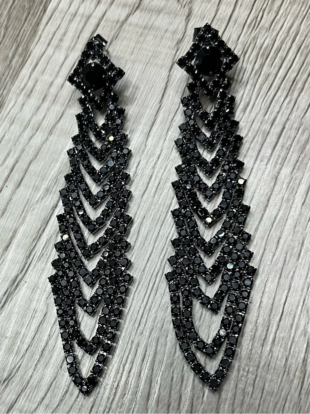 Black Crystal Drop Earrings